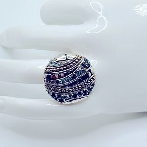 John Hardy Blue Topaz and Iolite 925 18k Signed Kali Ring 8.5 size
